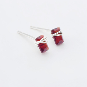 Elevated Minimalist Garnet <b>Stud</b> Earrings Brass Gemstone Silver Finish Ear <b>Studs</b> Wholesale 2026 Handmade Wearable Art - Product Image 1