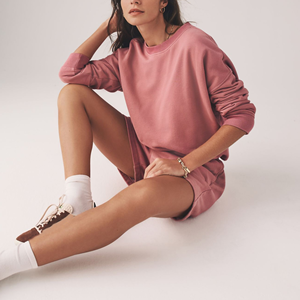 Conjunto de 2 Piezas Personalizado de Algodón 100% para Mujer, Estilo Casual de Verano, Estilo Urbano, Sólido, por Encima de la Rodilla, con Logotipo Impreso Personalizado, Talla Grande - Product Image 6