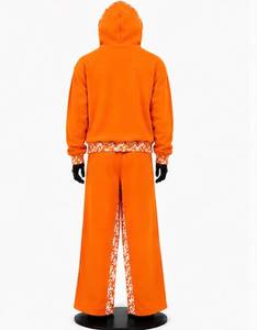 Ensemble de survêtement unisexe à capuche orange, coupe régulière, réversible, pour l'hiver, en polyester/coton, 2 en 1 - Product Image 2
