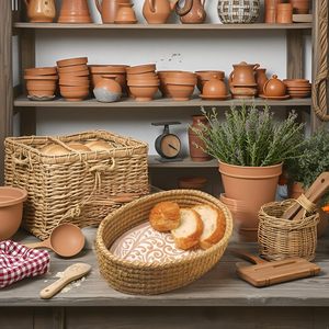 Warmer <b>Basket</b> with Stone - <b>Bread</b> <b>Baskets</b> for Serving , Sourdough Maker, House Warming Gift Terracotta, Bakers Gift for Kitchen - Product Image 4
