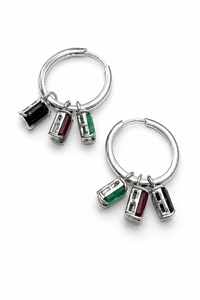 Multi Color Stone <b>Earring</b> in 92.5 <b>Sterling</b> <b>Silver</b> KLST-31148 - Product Image 1