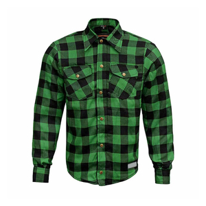 Chaqueta de Motociclista Verde y Negra de Alta Visibilidad con Forro de Franela y Protección Oculta, con Forro de Kevlar DuPont para Hombre - Product Image 2