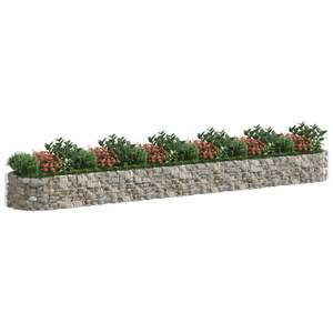 Macetas y jardineras grandes y duraderas de hierro galvanizado plateado tipo gabion. - Product Image 3