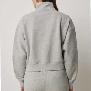 Sweat-shirt oversize vert sauge pour femme, col montant, en molleton épais de qualité supérieure, à manches longues, pull décontracté minimaliste - Product Image 5