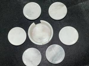 ชุดจานรองแก้วหินอ่อนสีขาวทำมือ 6 ชิ้น พร้อมที่วาง ตกแต่งโต๊ะอย่างหรูหรา - Product Image 3