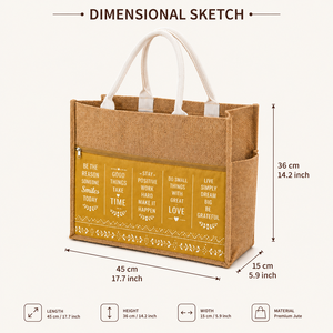 Sac fourre-tout surdimensionné en jute écologique, imprimé moutarde, grande capacité, pour la plage, les fêtes, les courses - Product Image 5