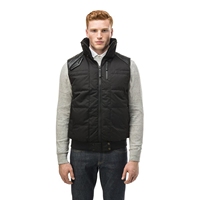Gilet matelassé noir pour homme, col montant, fermeture éclair, coupe-vent, rembourrage en polyester, veste d'hiver décontractée, coupe régulière