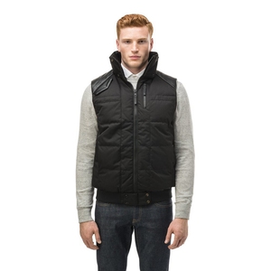 Chaleco Acolchado Negro para Hombre, Cuello Alto, Cierre de Cremallera, Resistente al Viento, Relleno de Poliéster, Chaqueta Casual de Invierno, Corte Regular - Product Image 1