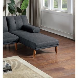 Divano Letto Regolabile in Polifibra Nera con Gambe in Legno Massello, Divano Imbottito per Soggiorno - Product Image 2