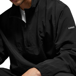 Top Trending Men's Lightweight Quarter Zip Track Pullover Nylon Windbreaker Outdoor Training Jacket Casual Sports Pullover OEM - Product Image 4