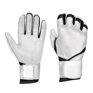 Red Leather Batting Gloves Padded Palm <b>Hook</b> And Loop Closure Unisex Adult Training - Product Image 6