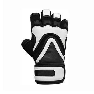 Gants de fitness rayés noir et blanc avec sangle de poignet intégrée, équipement d'entraînement de force, fournisseur professionnel pour salles de sport - Product Image 4