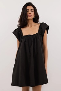 Vestido Mini Negro para Mujer, Cuello Cuadrado, Manga con Volantes, Corte Holgado, Línea A, Vestido Casual de Verano, Venta al Por Mayor - Product Image 5