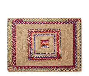 Mantel de Mesa Rectangular de Lujo Hecho a Mano con Diseño Bohemio de Yute y Algodón Trenzado Antideslizante, Logotipo Personalizado, Exportador Indio Económico - Product Image 3