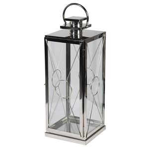 Modern Metal <b>Lantern</b> With <b>Silver</b> Finish For Indoor Outdoor Decorative Lighting And Home Decor - Product Image 5