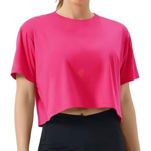Crop top respirant à séchage rapide, vert sauge, manches courtes, haute élasticité, t-shirt de fitness personnalisé pour femmes - Product Image 6