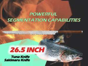 Cuchillo para Atún, Herramienta Premium para Filetear y Rebanar Pescado, Hoja de Acero de Damasco Forjado, Mango de Madera, Ecológico - Product Image 5