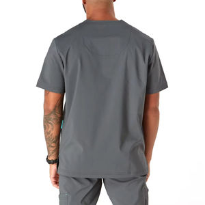Hot Sale Printed Hospital Design <b>Doctor</b> Denim Knitted Scrub Uniform <b>Set</b> for Unisex Custom Medical Clinic Workwear Apparel - Product Image 2