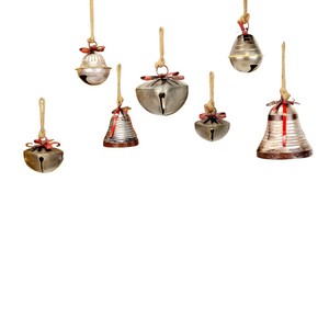 Mid century jingle bells metal <b>tree</b> ornaments designed to reflect holiday <b>lighting</b> beautifully - Product Image 3