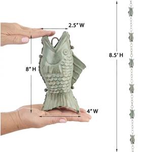 Chaînes de pluie en métal en forme de poisson argenté, ajoute une ambiance aquatique ou aquatique-marine aux jardins et espaces extérieurs, vente en gros depuis l'Inde - Product Image 6