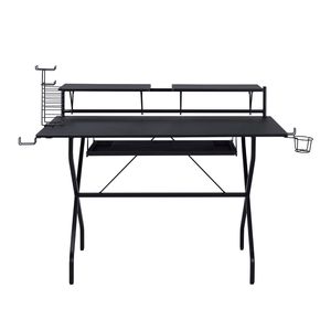 Black Rectangular Computer <b>Desk</b> with Keyboard Tray - Product Image 4