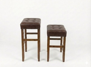 Ensemble de 2 tabourets de bar et de comptoir en cuir PU, ensemble de tabourets capitonnés en cuir PU, ensemble de tabourets rembourrés en PU avec structure en bois massif, hauteur bar et comptoir - Product Image 2