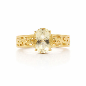 Anillo de Diseño en Plata de Ley 925 con Aguamarina Amarilla de Corte Ovalado, Bañado en Oro y Rodio, Joyería de Moda - Product Image 4