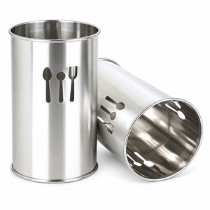 Support à couverts en acier inoxydable, organisateur d'ustensiles sur pied, étagère de rangement pour outils de cuisine à un seul niveau - Product Image 1