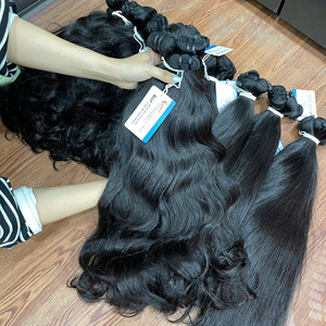 ผมมนุษย์แท้ 100% แบบเป็นมัด ตรงและหยักศก แบบ Super Double Drawn เย็บด้วยเครื่องจักร ขนาด 6–32 นิ้ว ขายส่ง - Product Image 1
