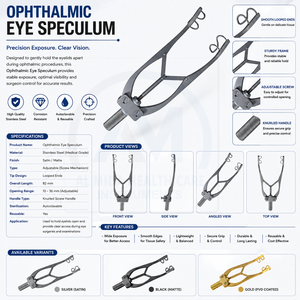 Ensemble d'instruments manuels en métal pour ophtalmologie, spéculum chirurgical ophtalmique, certifié CE Classe II, prise en main facile - Product Image 6