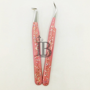 Pinzas de Pestañas con Purpurina Rosa, Pinzas de Extensión de Pestañas de Visón Sostenibles, Pinzas de Extensión de Pestañas Postizas con Logotipo - Product Image 5