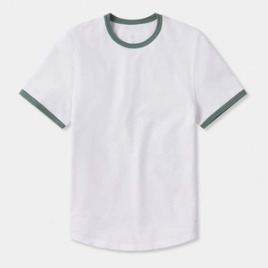 T-shirts Ringer vierges en coton pour hommes, grande taille, 220 g/m², couture personnalisée, excellente qualité, prix de gros - Product Image 1