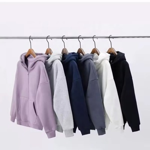 Sudadera con Capucha y Cierre de Cremallera Unisex, Color Lavanda, Corte Regular, Color Sólido, Ropa Casual de Otoño, Tejido de Felpa Francesa - Product Image 6