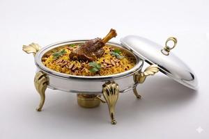 Round Stainless Steel Chafer with Gold <b>Legs</b> Food <b>Warmer</b> Serving Dish for Restaurant Banquet Use - Product Image 6