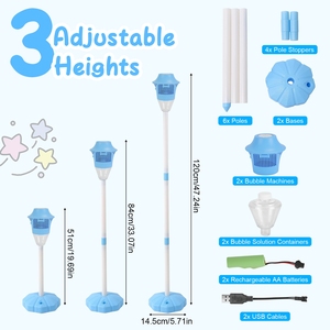 2 confezioni 3-in-1 Bubble Maker ricaricabile luci colorate musica 2 modalità 3 altezze regolabili per feste Indoor Outdoor Pet kids' - Product Image 1
