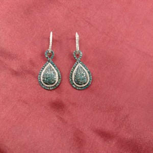 3.76 Cttw Round Cut White Color Enhanced Blue Natural Diamond Teardrop <b>Dangle</b> <b>Earrings</b> for Women 925 Sterling <b>Silver</b>, H-I Color - Product Image 3