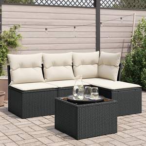 Conjunto de Sofá de Jardín con Patas Ajustables, Mediano, Negro, Ratán PE, Muebles Elegantes para Exteriores - Product Image 1