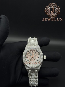 Reloj de Lujo con Diamantes Moissanite y Logotipo Personalizado, Estilo Hip Hop, Acero Inoxidable, para Hombre, Disponible para Exportación - Product Image 5