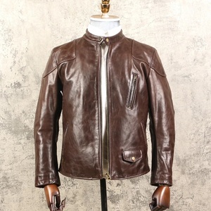 Men's Vintage Bomber Full Grain Brushed Cowhide Classic Moto <b>Racer</b> Tailor Made Leather Retro <b>Jacket</b> Waterproof Breathable - Product Image 1