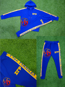 Conjunto Deportivo Azul con Capucha para Mujer, con Estampado de Cinta Amarilla Sigma Gamma Rho, Sudadera con Cremallera Completa y Pantalones Bordados - Product Image 4