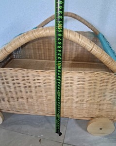 Panier de voiture pour enfants en rotin tressé à la main avec accents bleu turquoise, panier de rangement décoratif en osier pour chambre d'enfant, crèche - Product Image 5