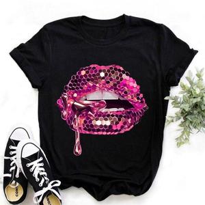 Camiseta con logo brillante para mujer, diseño brillante estampado, manga corta, moda urbana, cómoda camiseta para mujer - Product Image 2