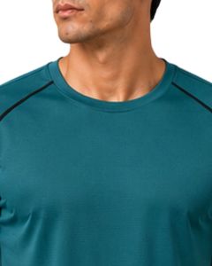 T-shirt de sport pour homme personnalisé bleu sarcelle, à séchage rapide, respirant, pour la gym, la course à pied, en polyester, vêtement de sport - Product Image 2