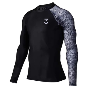 Premium Men's Rash Guards Spandex/Polyester Fabric <b>Athletic</b> Compression Quick Dry Full Sleeve 220g OEM ODM Service Fast Shipping - Product Image 1
