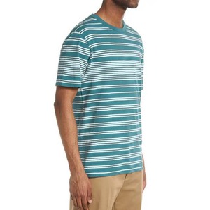เสื้อยืดผู้ชายไซส์ใหญ่แบบกำหนดเอง OEM ลายทาง ผ้าฝ้ายผสมโพลีเอสเตอร์ แขนสั้น สำหรับฤดูร้อน สปอร์ต แคชชวล คอกลม พิมพ์ลาย - Product Image 5