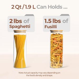 Set di 3 Barattoli in Vetro Trasparente da 2 Qt per Conservare Spaghetti e Pasta, con Coperchi Alti Ermetici in Legno, Contenitori per Alimenti da Cucina - Product Image 3