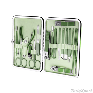 Classic Green Manicure Pedicure <b>Kit</b> 20-Piece Stainless Steel Portable <b>Nail</b> Care Set with Clipper and Tools for Adults - Product Image 5