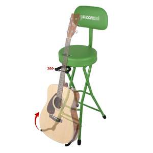 5Core Foldable <b>Padded</b> Guitar <b>Stool</b> with Backrest & Foot Rest for Musician - Product Image 1