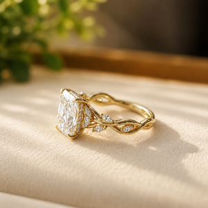 Anillo de Compromiso de Oro Amarillo de 18K con Halo Oculto de Moissanita, Anillo de Boda Elegante con Diamante Radiante, Regalo de Cumpleaños para Ella - Product Image 2