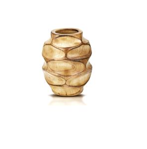 แจกันดอกไม้ไม้สีน้ำตาลแกะสลักด้วยมือ ดีไซน์รูปไข่แบบนามธรรมทันสมัย สำหรับตกแต่งบ้าน โต๊ะทางเข้า ห้องนั่งเล่น - Product Image 1